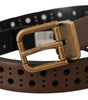 Dolce & Gabbana Brown Leather Perforated Crown Belt