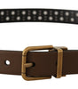 Dolce & Gabbana Brown Leather Perforated Crown Belt