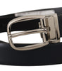 Dolce & Gabbana Black Leather Formal Silver Metal Buckle Belt