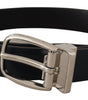 Dolce & Gabbana Black Leather Formal Silver Metal Buckle Belt