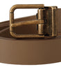 Dolce & Gabbana Brown Solid Leather Brass Buckle Classic Belt