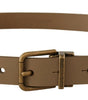 Dolce & Gabbana Brown Solid Leather Brass Buckle Classic Belt