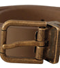 Dolce & Gabbana Brown Solid Leather Brass Buckle Classic Belt