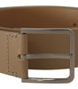 Dolce & Gabbana Beige Calf Leather Wide Silver Metal Belt