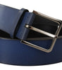 Dolce & Gabbana Blue Calf Leather Silver Metal Buckle Classic Belt