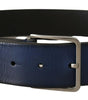 Dolce & Gabbana Blue Calf Leather Silver Metal Buckle Classic Belt
