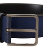 Dolce & Gabbana Blue Calf Leather Silver Metal Buckle Classic Belt
