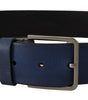 Dolce & Gabbana Blue Calf Leather Silver Metal Buckle Classic Belt