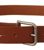 Dolce & Gabbana Brown Calf Leather Silver Tone Metal Buckle Belt