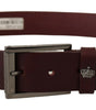 Dolce & Gabbana Brown Leather Silver Metal Crown Buckle Belt
