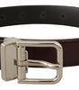 Dolce & Gabbana Brown Patent Leather Silver Metal Buckle Belt