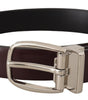 Dolce & Gabbana Solid Brown Leather Silver Metal Belt