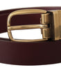 Dolce & Gabbana Brown Leather Classic Gold Metal Buckle Belt