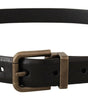 Dolce & Gabbana Black Calf Leather Brushed Brass Box Buckle Belt