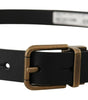 Dolce & Gabbana Black Leather Brass Metal Box Buckle Belt