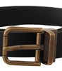 Dolce & Gabbana Black Leather Brass Metal Box Buckle Belt