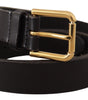 Dolce & Gabbana Brown Classic Leather Gold Metal Buckle Belt
