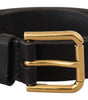 Dolce & Gabbana Brown Classic Leather Gold Metal Buckle Belt