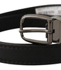 Dolce & Gabbana Black Leather Metal Logo Buckle Belt