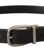 Dolce & Gabbana Black Leather Silver Chrome Metal Logo Buckle Belt