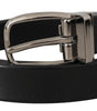 Dolce & Gabbana Black Leather Silver Chrome Metal Logo Buckle Belt