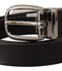Dolce & Gabbana Black Classic Calf Leather Metal Logo Belt