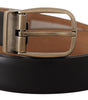 Dolce & Gabbana Black Brown Backend Leather Vintage Metal Buckle Belt