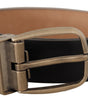 Dolce & Gabbana Black Brown Backend Leather Vintage Metal Buckle Belt