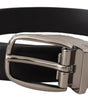 Dolce & Gabbana Black Leather Silver Metal Chrome Logo Buckle  Belt