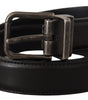 Dolce & Gabbana Black Calf Leather Logo Metal Buckle Belt