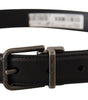 Dolce & Gabbana Black Calf Leather Logo Metal Buckle Belt