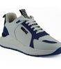 Versace Elegant Blue and White Leather Sneakers