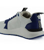 Versace Elegant Blue and White Leather Sneakers