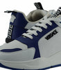 Versace Elegant Blue and White Leather Sneakers
