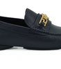 Versace Elegant Navy Blue Calf Leather Loafers