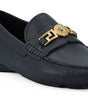 Versace Elegant Navy Blue Calf Leather Loafers