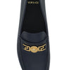 Versace Elegant Navy Blue Calf Leather Loafers