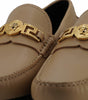 Versace Exquisite Medusa Gold-Tone Leather Loafers