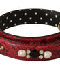 Dolce & Gabbana Red Exotic Leather Crystals Bag Shoulder Strap