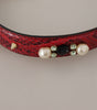 Dolce & Gabbana Red Exotic Leather Crystals Bag Shoulder Strap