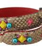 Dolce & Gabbana Beige Python Leather Crystals Shoulder Strap