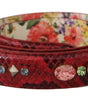 Dolce & Gabbana Red Exotic Leather Crystals Reversible Shoulder Strap