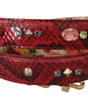 Dolce & Gabbana Red Exotic Leather Crystals Reversible Shoulder Strap