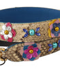 Dolce & Gabbana Beige Python Leather Floral Studded Shoulder Strap