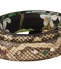Dolce & Gabbana Beige Exotic Leather Crystals Reversible Shoulder Strap