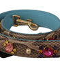 Dolce & Gabbana Brown Exotic Leather Crystals Shoulder Strap