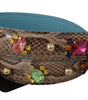 Dolce & Gabbana Brown Exotic Leather Crystals Shoulder Strap