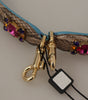 Dolce & Gabbana Brown Exotic Leather Crystals Shoulder Strap