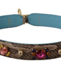 Dolce & Gabbana Brown Exotic Leather Crystals Shoulder Strap