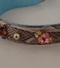 Dolce & Gabbana Brown Exotic Leather Crystals Shoulder Strap